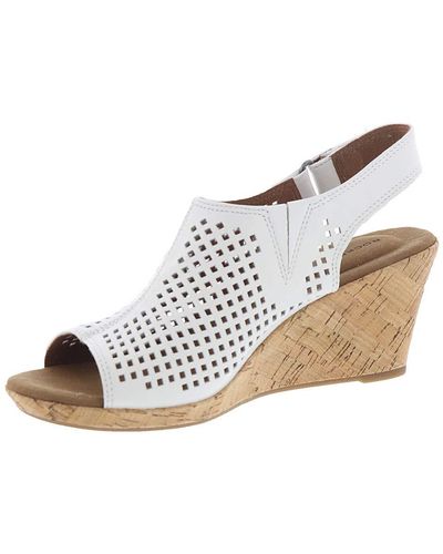 Rockport Briah Perf Sling In Tan Leather| Comfortable Women's Shoes - White