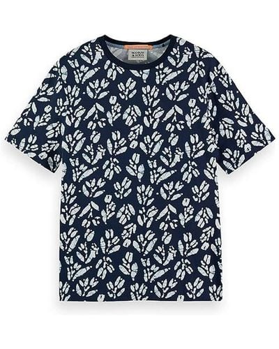 Scotch & Soda Printed Jersey Relaxed-fit T-shirt In Organic Cotton - Blue