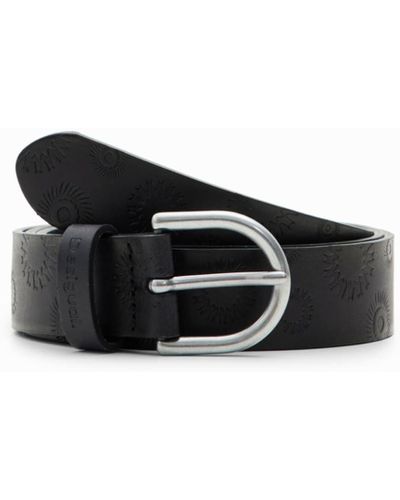 Desigual Geometric Leather Belt - Black