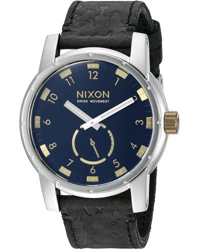 Nixon A9382222-00 Patriot Leather Analog Display Japanese Quartz Black Watch