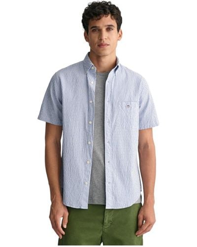 GANT `s Seersucker Stripe Short Sleeves Shirt-3240064-rich Blue-xl