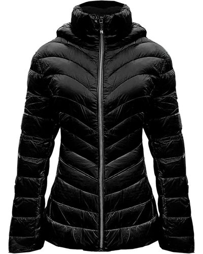 Michael Kors Michael Black Down Hooded Packable Coat Jacket