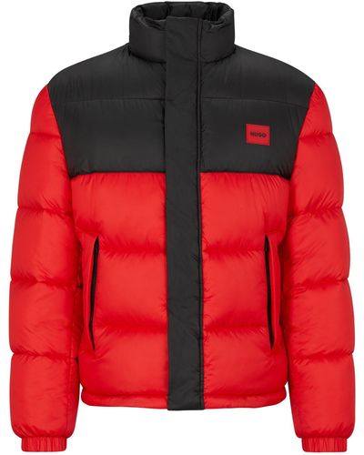 HUGO S Balto2341 Water-repellent Puffer Jacket With Red Logo Badge