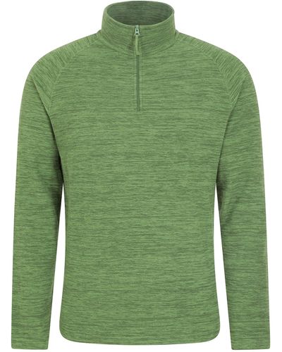 Mountain Warehouse Snowdon Mens Micro Fleece Top - Warm, Breathable, Quick Drying, Zip Collar Fleece Jumper, Soft & Smooth - Green