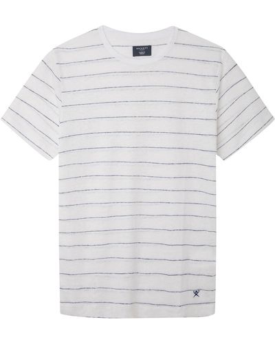 Hackett Hackett Linen Stripe Short Sleeve T-shirt L - White