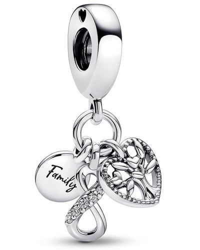 PANDORA Moments Sterling Silver Family Infinity Triple Dangle Charm - White