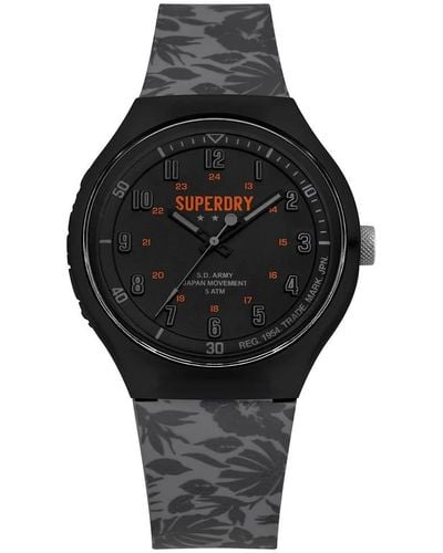 Superdry S Analogique Quartz Montre avec Bracelet en Silicone SYG225E - Noir