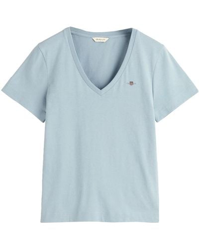 GANT Reg Shield Ss V-neck T-shirt T-shirt - Blue