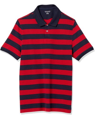 Amazon Essentials Polo piqué de algodón Ajustado Shirts - Rojo