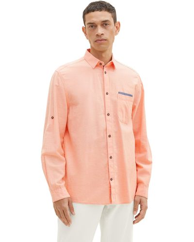 Tom Tailor 1036237 Comfort Fit Hemd mit Verstellbarer Ärmellänge - Pink