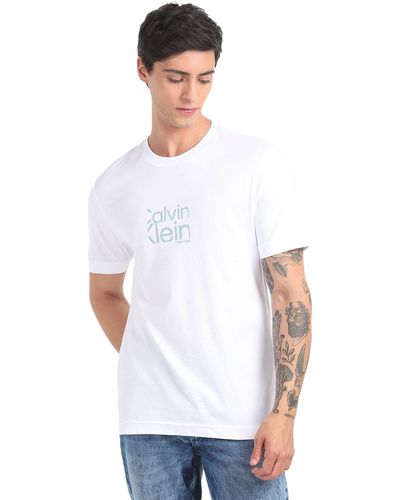 Calvin Klein T-Shirt ica Corta Da Uomo Marchio - Bianco