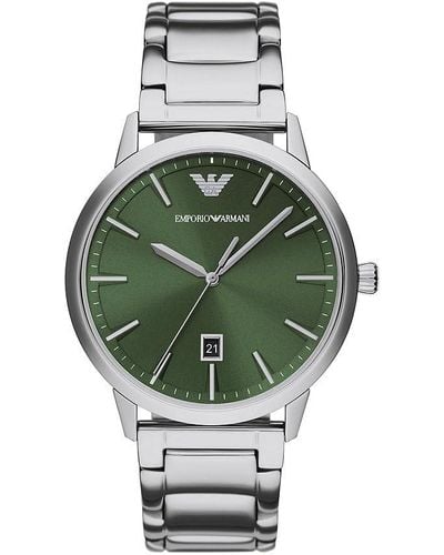 Emporio Armani Uhr 3-Zeiger-Werk Datum Edelstahl - Grün