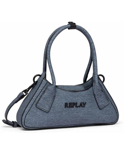 Replay Women's Handbag Made Of Faux Leather - Blue
