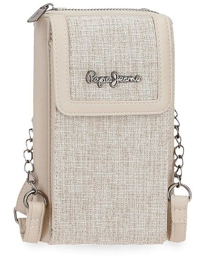 Pepe Jeans Maddie Mobile Shoulder Bag Beige 11x17.5x2.5 Cm Polyester With Synthetic Leather Details - Natural