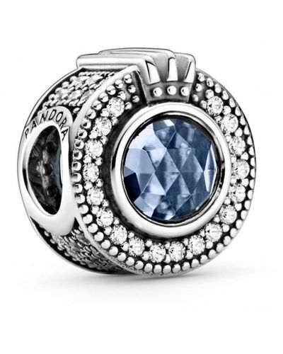 PANDORA Funkelndes blaues Crown O Charm in Silber/blau - Mehrfarbig