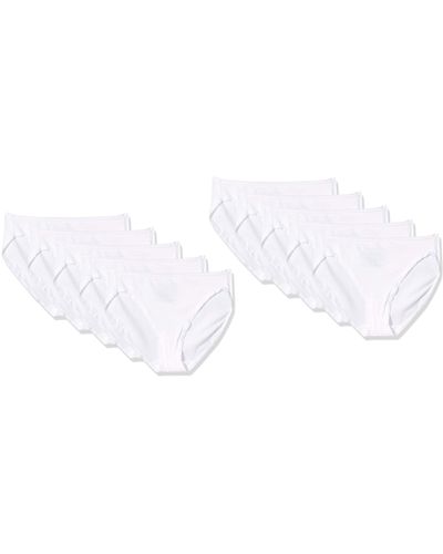 Amazon Essentials Paquete de 6 Bragas de algodón elástico para Biquini de Talla Grande Bikini-Underwear - Blanco