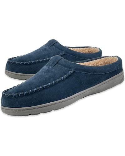 Clarks S Cosy Open Back Suede Clog Slipper With Plush Sherpa Lining Indoor Outdoor Slippers For - Blue
