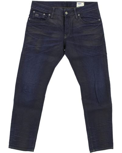 G-Star RAW , 3301 Low Tapered, Jeans Hose Upcycle Denim Darkblue W 32 L 34 - Blau