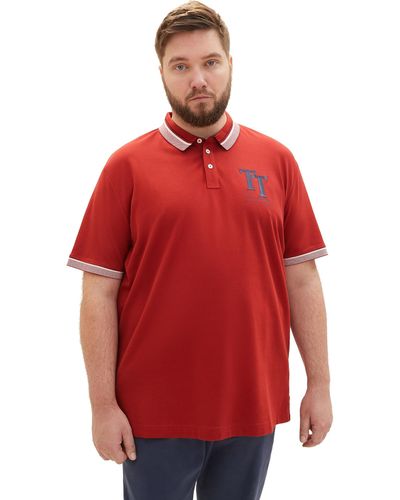 Tom Tailor 1039963 Basic Poloshirt mit Logo-Print - Rot