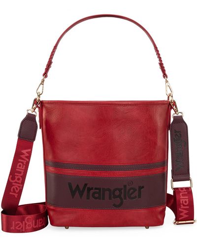 Wrangler Hobo Shoulder Handbag For Weave Bucket Bag - Red