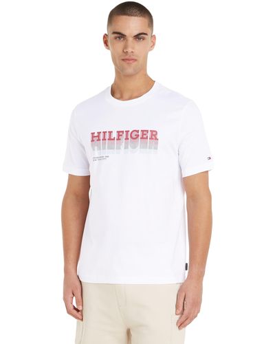 Tommy Hilfiger Fade Hilfiger Tee MW0MW34377 T-Shirts ches Courtes - Blanc