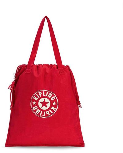 Kipling Foldable Tote Bag With Drawstring - Red