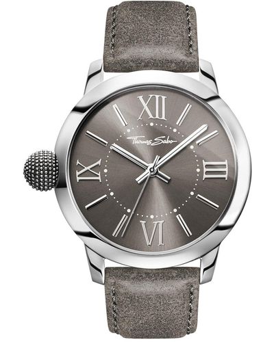 Thomas Sabo Analog Quarz Uhr mit Leder Armband WA0294-273-210-46 mm - Mehrfarbig