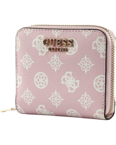 Guess Laurel SLG Small Zip Around Wallet Pale Pink Logo