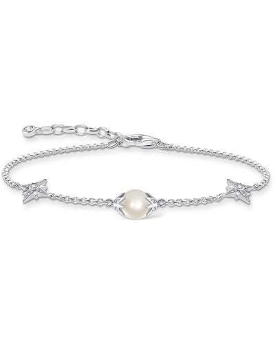 Thomas Sabo Armband Perle mit Sternen Silber 925 Sterlingsilber A1978-167-14 - Weiß