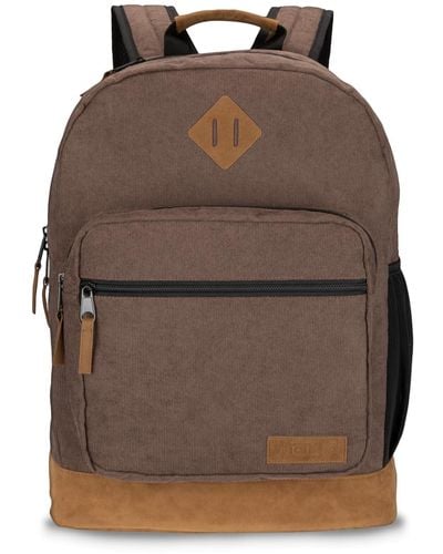Wrangler Yellowstone Backpack Classic Casual Daypack With Padded Laptop Notebook Sleeve - Brown