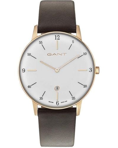 GANT Quartz Leather Strap Watch - Metallic