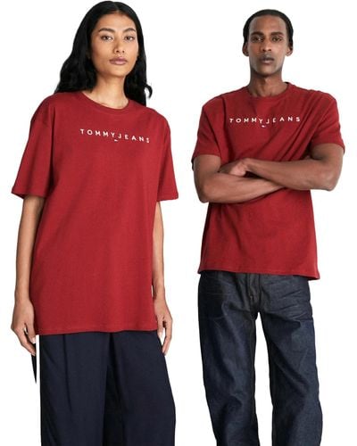 Tommy Hilfiger Tommy Jeans TJM REG Linear Logo Tee EXT DM0DM17993 T-Shirts ches Courtes - Rouge