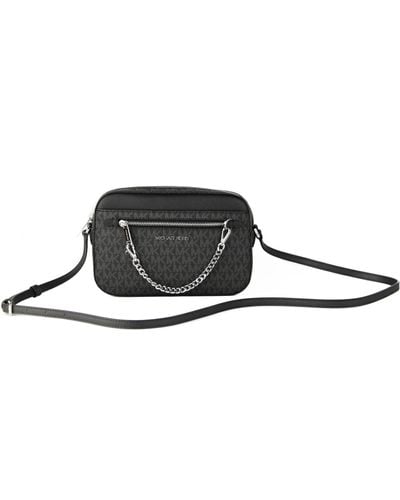 Michael Kors Jet Set Chain Shoulder Bag Saffiano Leather Black Mk Logo - Nero