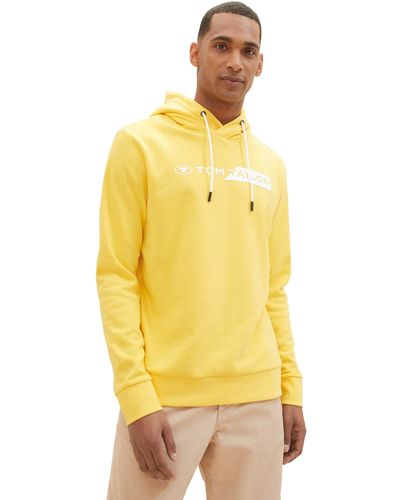 Tom Tailor Hoodie Sweatshirt mit Logo-Print - Gelb