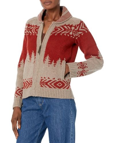 Pendleton Alpine Lambswool Zip Cardigan - Red