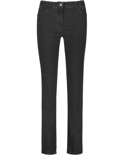 Gerry Weber 5-Pocket Jeans Straight Fit Kurzgröße Klassische Passform Dark Grey Denim 46S - Grau