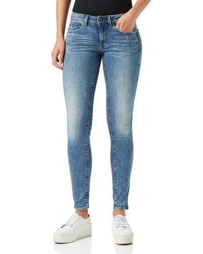 G-Star RAW Jeans Midge Zip Mid-Waist Skinny para Mujer - Azul