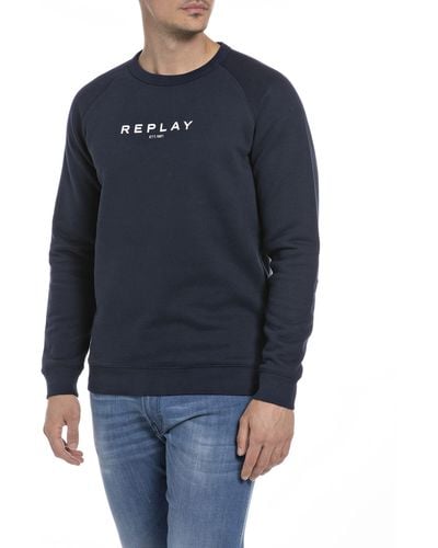 Replay Sweatshirt aus Baumwollmix - Blau
