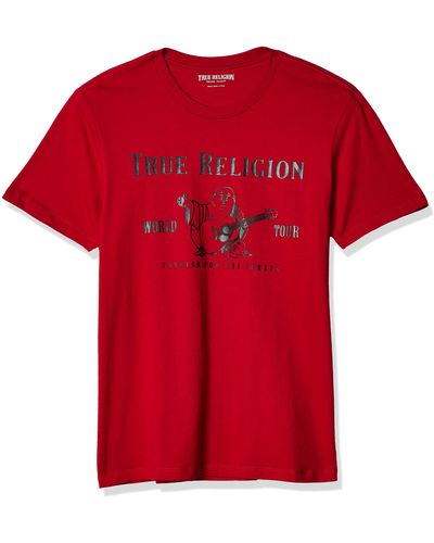 True Religion Short Sleeve Metallic Buddha Tee T-Shirt - Rot