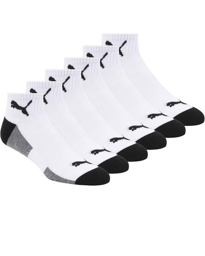 PUMA 6 Pack Extended Size Quarter Crew Socks - White