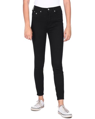 Calvin Klein Jeans High Rise Super Skinny Ankle Jeans - Negro