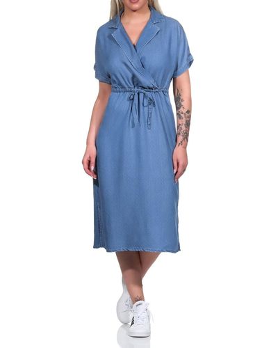 Vero Moda Kurzarm Midi Kleid VMLiliana in Jeansoptik 10260996 medium Denim Blue: dots S - Blau
