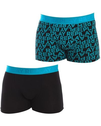 Replay Boxer Style 3 T/c All Over Logo 2pcs Box - Green
