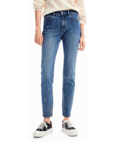 Desigual Embroidered Jogger Jeans Blue
