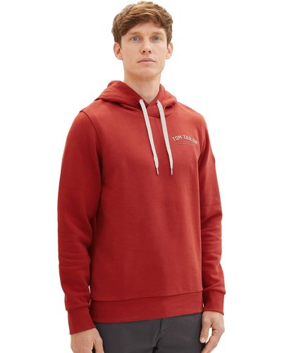 Tom Tailor 1037751 Sweatshirt Hoodie mit Logo-Print - Rot