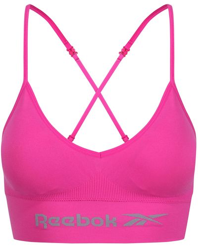 Reebok Damen Seamless Bra in Pink mit herausnehmbaren Pads | Crop-Top für Fitness - Rosa