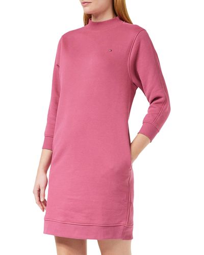 Tommy Hilfiger Regular Fleece Mock-neck Short Jumper Dress - Pink