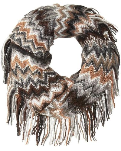 Steve Madden All Over Zigzag Snood Neutral Scarf One Size - Metallic