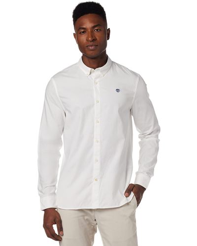 Timberland Ls Elvatd Oxford Slim T-shirt Voor - Wit