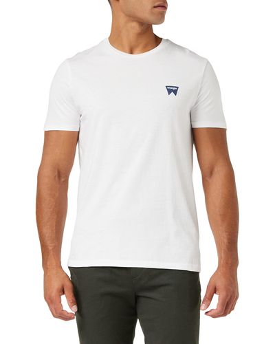 Wrangler Sign off Tee T-Shirt, Bianco (White 312) X-Large Uomo